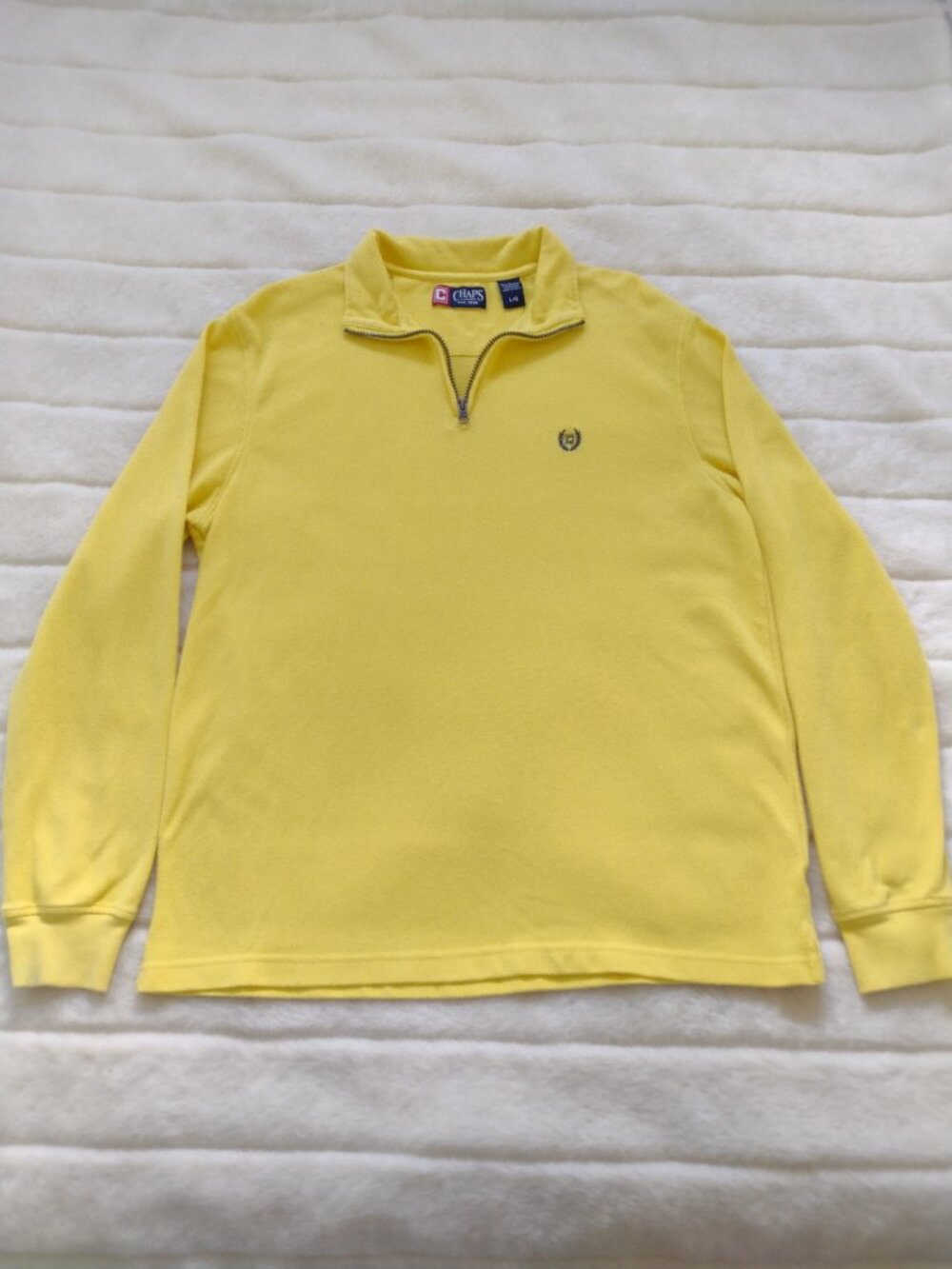Chaps Men's 1/4 Zip Long Sleeve Shirt Large Yellow